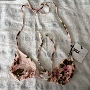 Beach Riot Pink and Green Floral Bikini Top